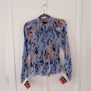 Anthropologie Belle Vere Silk Pleated Blouse Size M